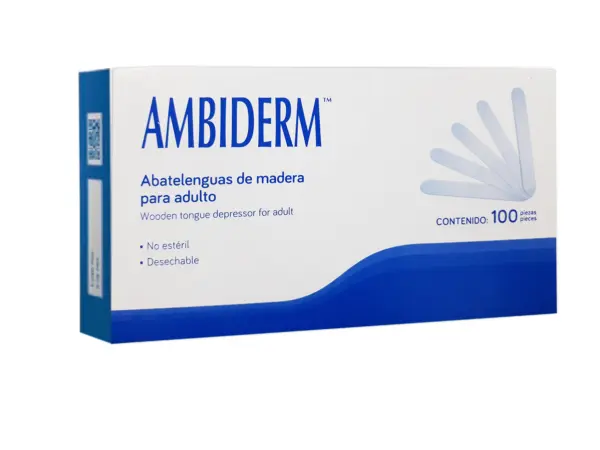 AMBIDERM ABATELENGUAS MADERA 18X15CM C/100 (IVA)