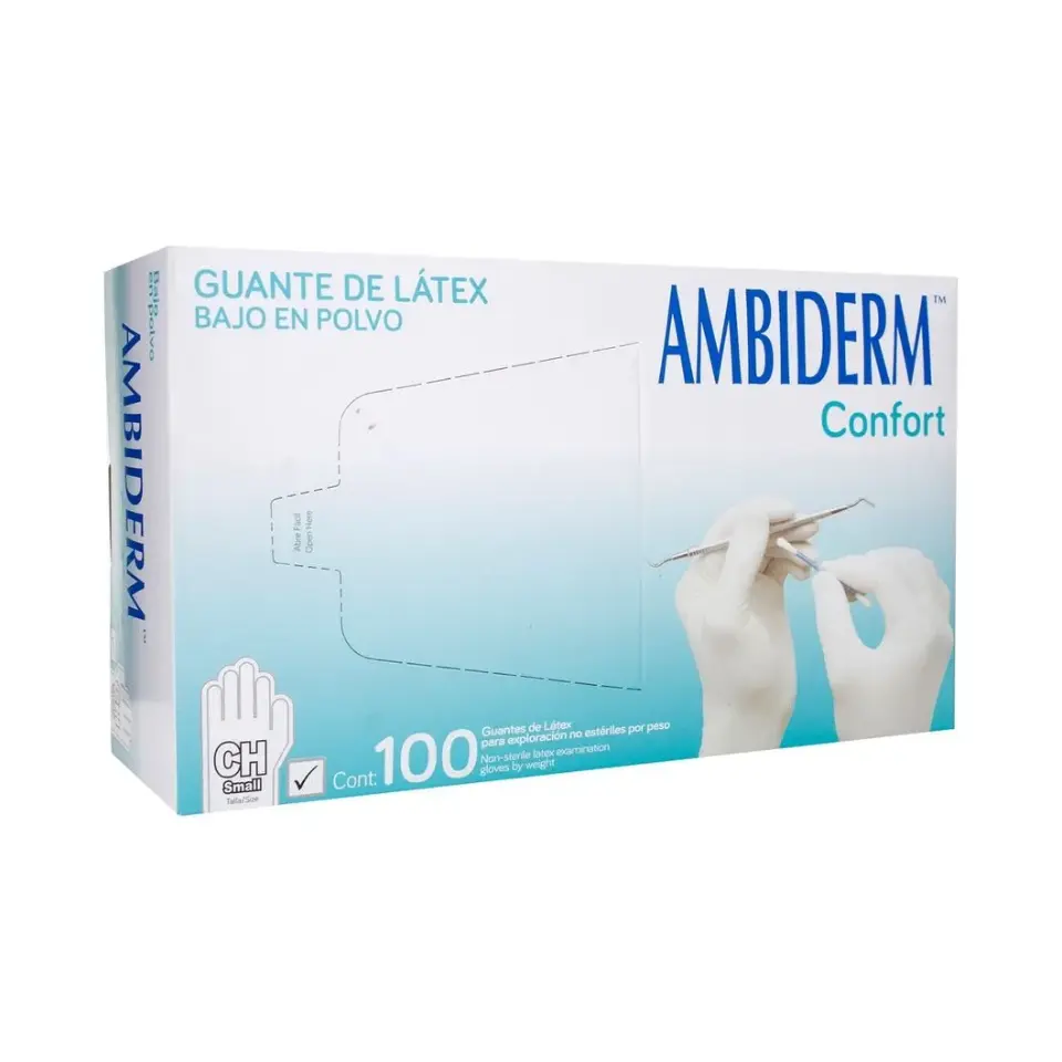 GUANTE CONFORT NO EST CHICO C/100 (IVA)(AMBIDERM)