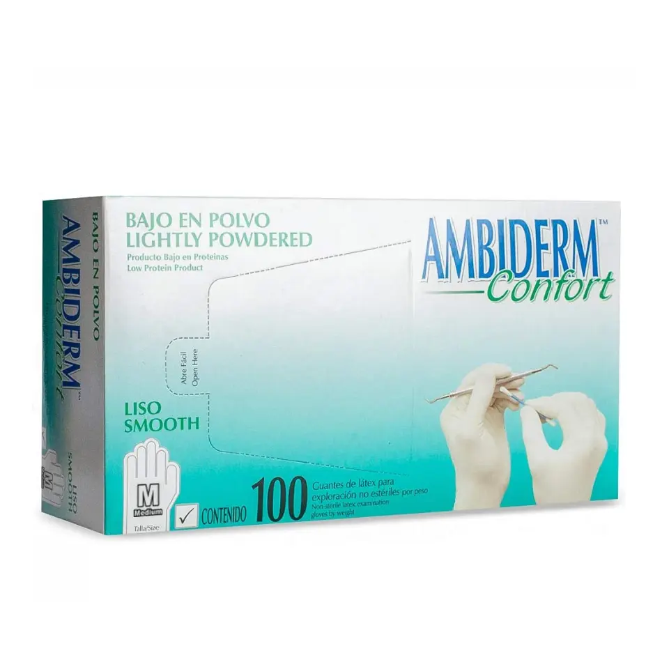 GUANTE CONFORT NO EST MD 100 PZA (IVA)(AMBIDERM)