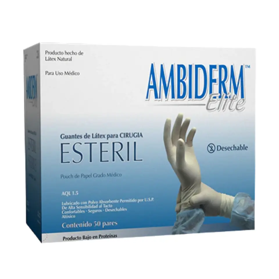 GUANTE ELITE EST N° 7.5 C/50 PAR (IVA)(AMBIDERM)
