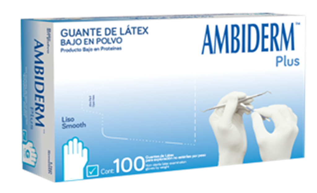 GUANTE PLUS AZUL NO EST MD 100 PZA ( IVA )(AMBIDERM)