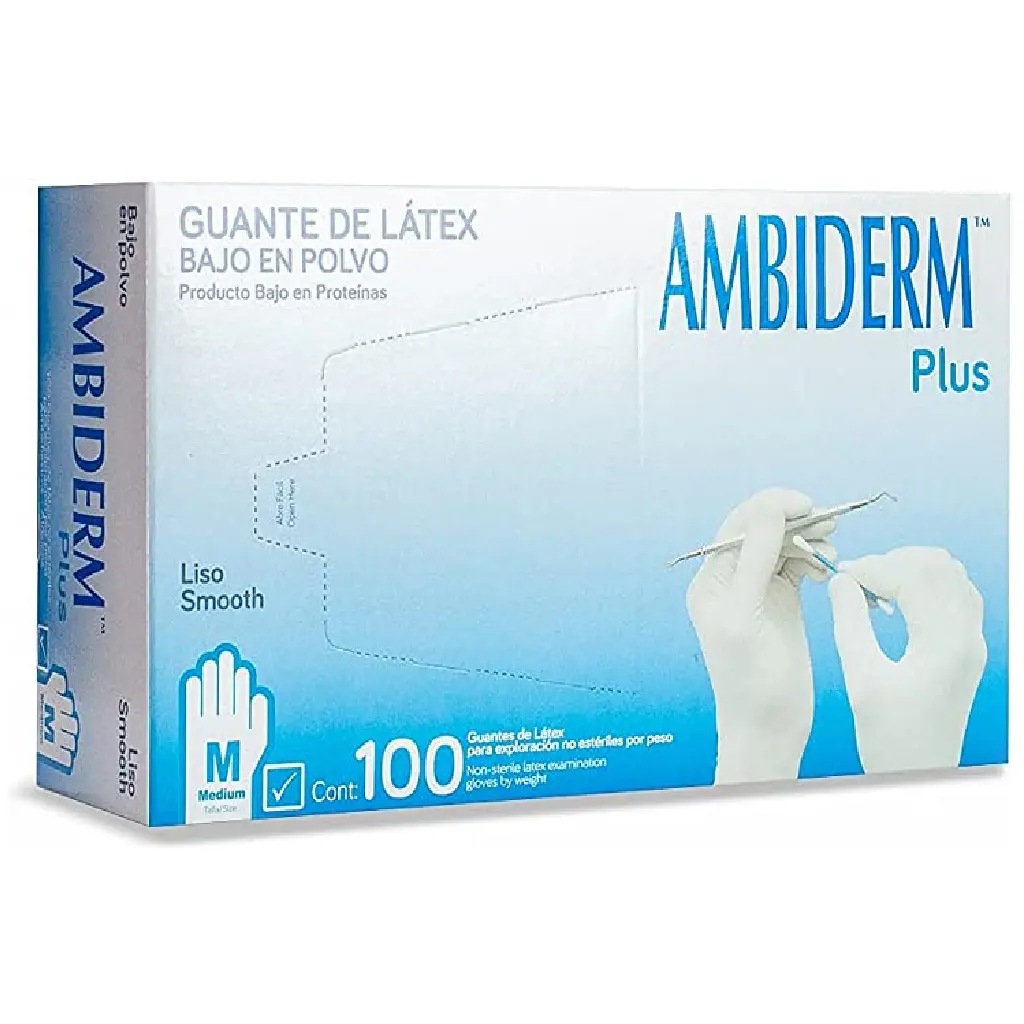 GUANTE PLUS AZUL NO EST MD 100 PZA (IVA)(AMBIDERM)