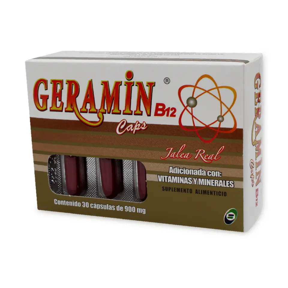 GERAMIN B12 CAJA C/30 CAPS (VITAMINAS, MINERALES, JALEA REAL)(IVA)(B.Q.M.)