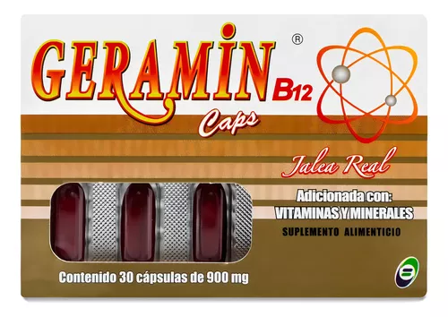 GERAMIN B12 CAJA C/30 CAPS ( VITAMINAS, MINERALES, JALEA REAL ) ( IVA )(B.Q.M.)