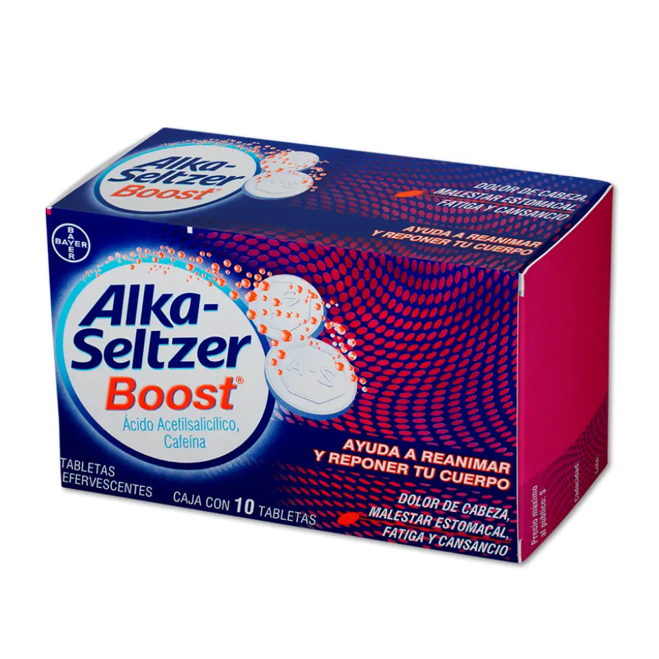 ALKA-SELTZER BOOST C/10 TABS EFERVESCENTES (ACIDO ACETILSALICILICO, CAFEINA)(BAYER/ LAKESIDE)