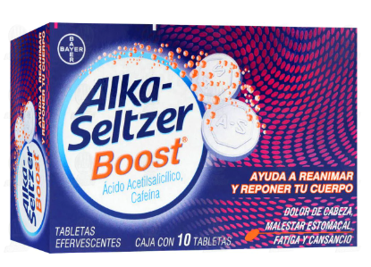 ALKA-SELTZER BOOST C/10 TABS EFERVESCENTES (ACIDO ACETILSALICILICO, CAFEINA)(BAYER/ LAKESIDE)