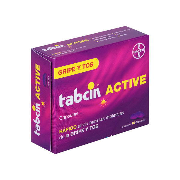 TABCIN ACTIVE C/12 CAPS ( DEXTROMETORFANO, FENILEFRINA, CLORFENAMINA, PARACETAMOL )(BAYER/ LAKESIDE)