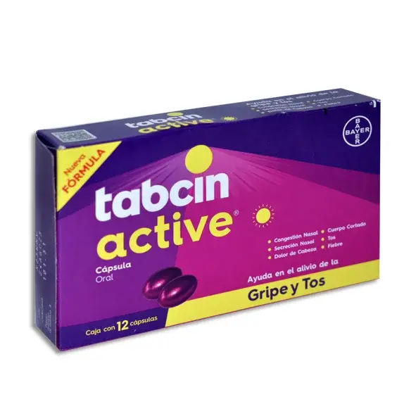 TABCIN ACTIVE C/12 CAPS (DEXTROMETORFANO, FENILEFRINA, CLORFENAMINA, PARACETAMOL)(BAYER/ LAKESIDE)