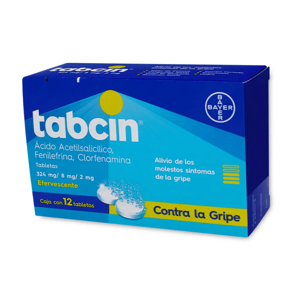 TABCIN EFEV 324/8/2MG 12 TAB ACETILSALICILICO/CLORFENAMINA/FENILEFRINA(BAYER/LAKESIDE)
