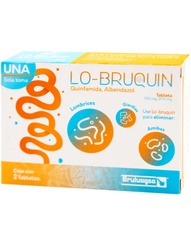 LO-BRUQUIN 150/200MG C/2 TAB (QUINFAMIDA/ALBENDAZOL)(BRULUAGSA)