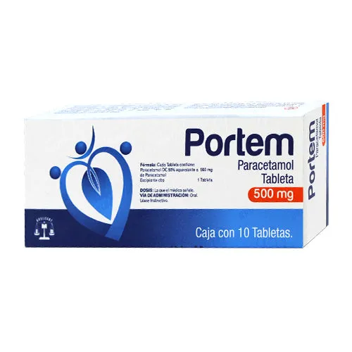 PORTEM 500MG C/10 TABS (PARACETAMOL)(BRULUART)