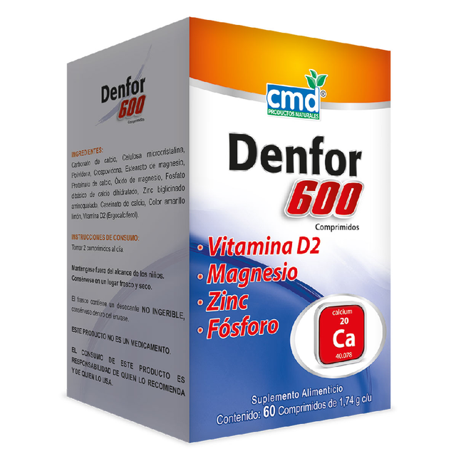 DENFOR 600 COM C/60 1.74GR CALCIO/FOSFORO/MAGNESIO/VITAMINA D2/ZINC (CMD)