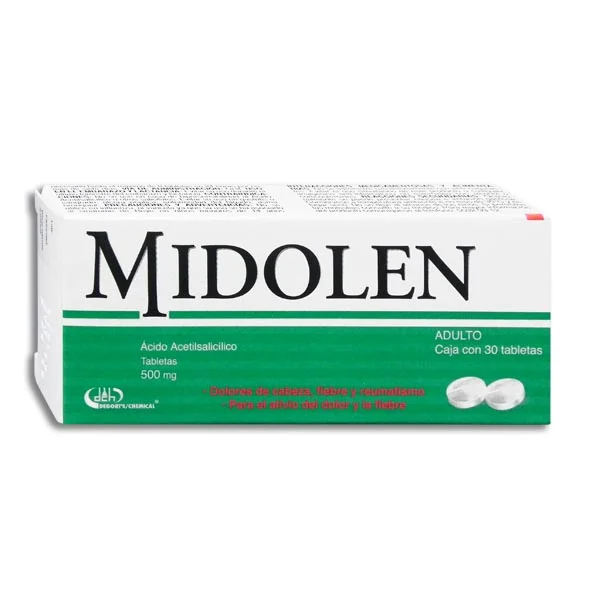 MIDOLEN 500 MG C/30 TABS ( ACIDO ACETILSALICILICO )(DEGORT'S)