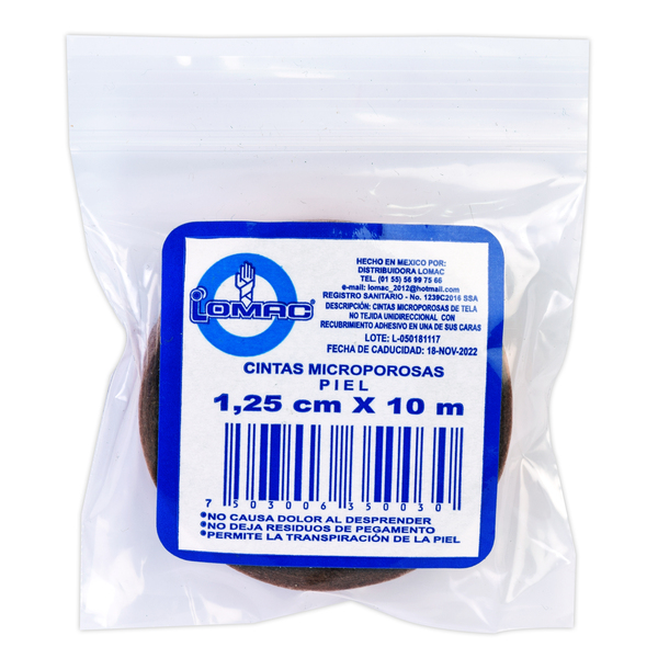 CINTA MICROPOROSA 1.25CM X 10M PIEL C/24 (DISTRIBUIDORA LOMAC)