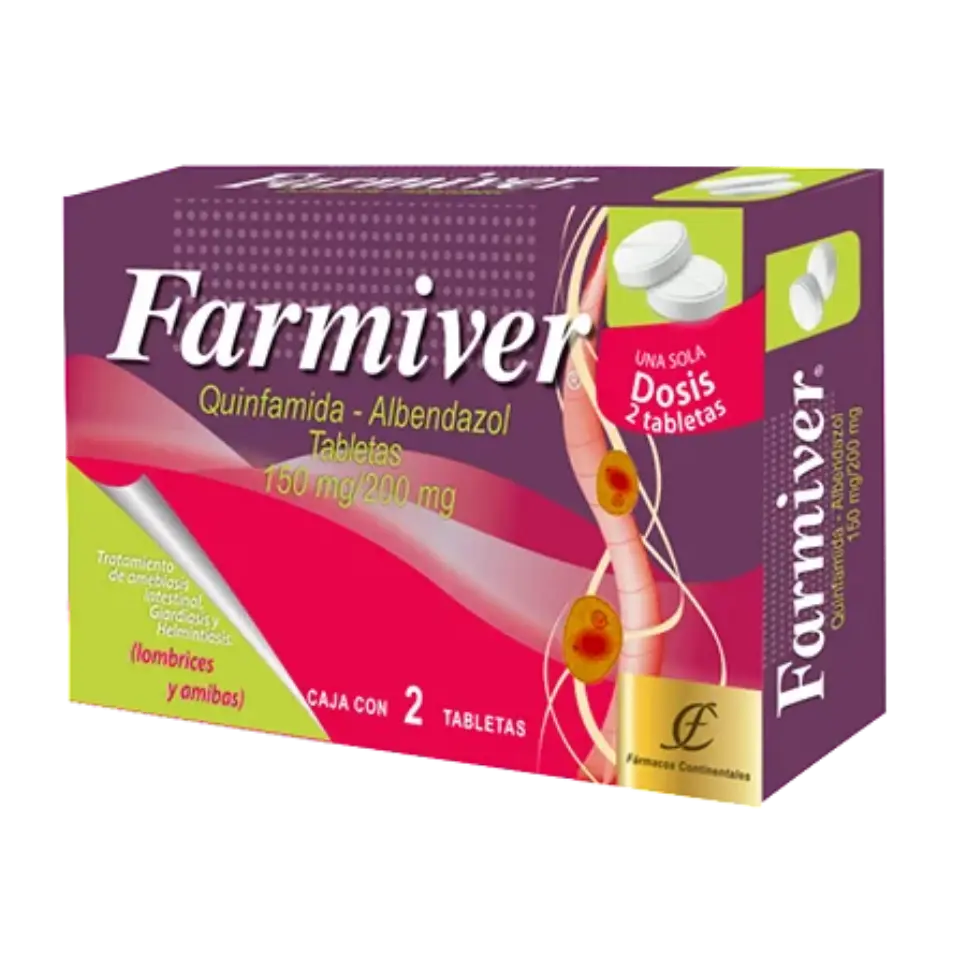 FARMIVER 150MG  C/2 TABS (QUINFAMIDA, ALBENDAZOL)(F CONTINENTAL)