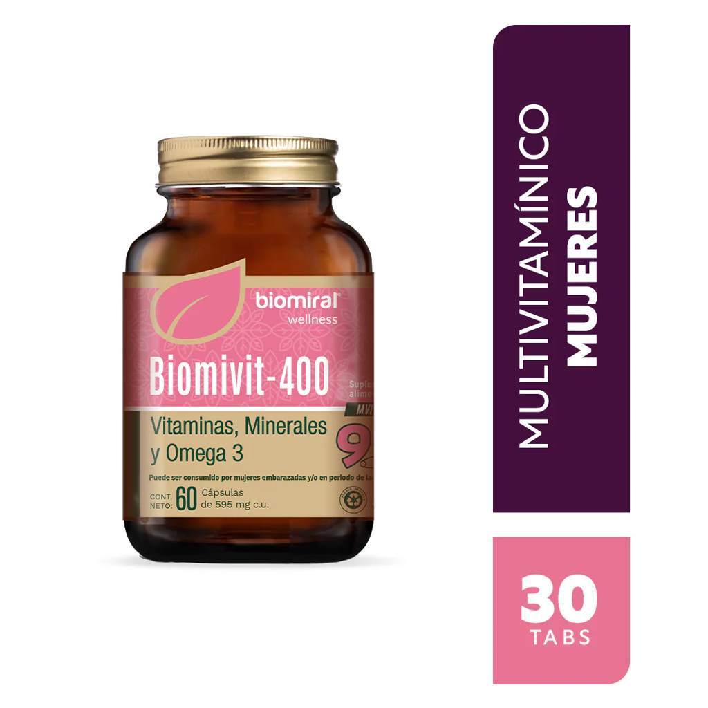 BIOMIVIT-400 CON 30 CAP- VITAMINAS, MINERALES Y OMEGA 3(FARMIRAL/BIOMIRAL)