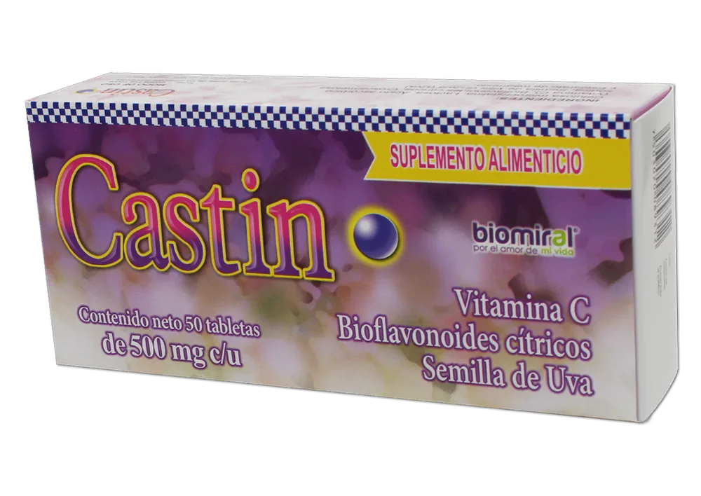 CASTIN 500MG C/50 TABS (VITAMINA C, SEMILLA DE UVA)(IVA)(FARMIRAL/BIOMIRAL)