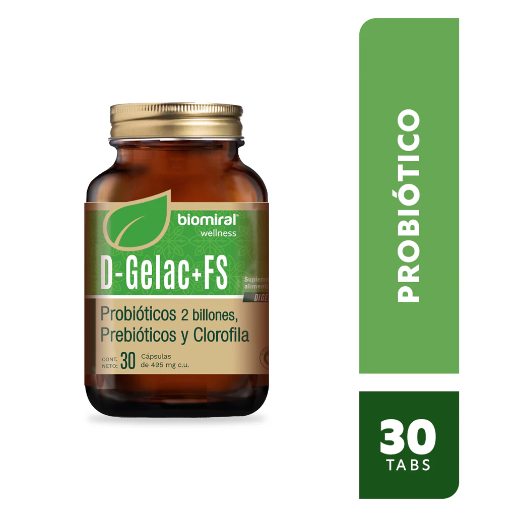 D-GELAC+FS C/30 CAPS (LACTOBACILOS, CLOROFILA, FIBRA)(IVA)(FARMIRAL/BIOMIRAL)