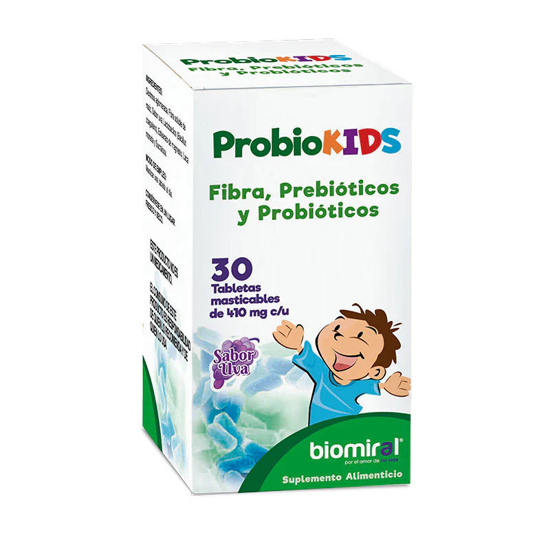 PROBIOKIDS CON 30 TABLETAS MASTIC FIBRA/PREBIOTICOS/PROBIOTICOS (FARMIRAL/BIOMIRAL)