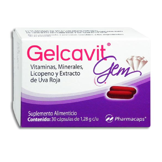 GELCAVIT GEM CAPSULAS C/30 -  MULTIVIT/MINERALES/LICOPENO Y EXT DE UVA ROJA (GELCAPS/PHARMACAPS)