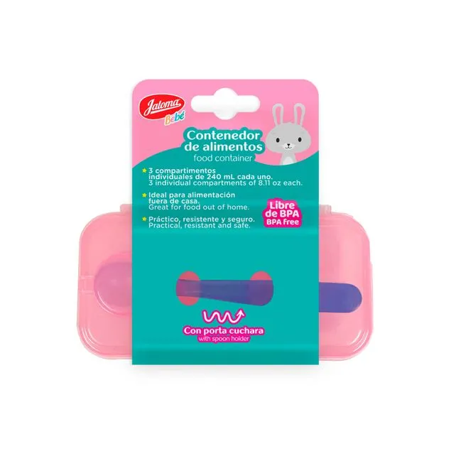 CONTENEDOR DE COMIDA P/BEBE-NIÑA C/PORTA CUCHARA(INHABILITADOS)
