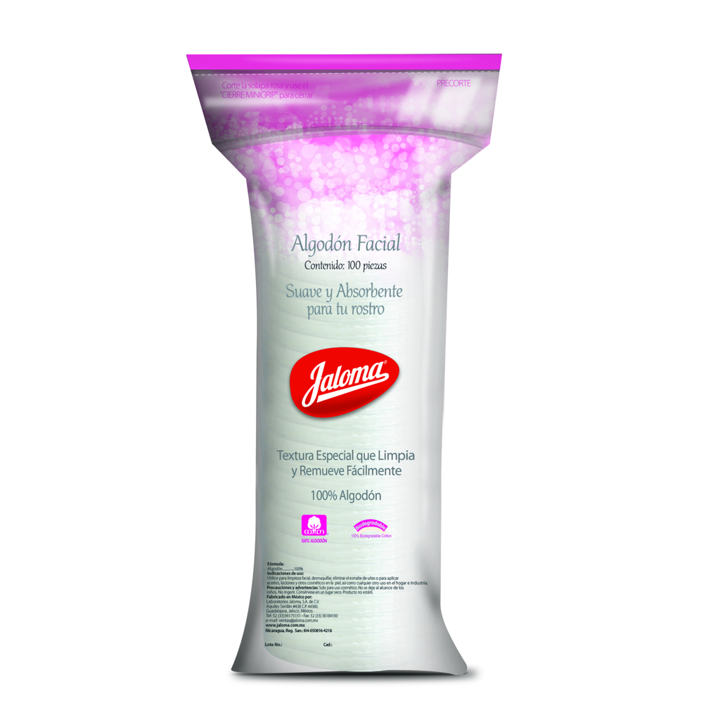 JALOMA PADS FACIALES DE ALGODON TUBO C/100 PZAS (IVA)(JALOMA)