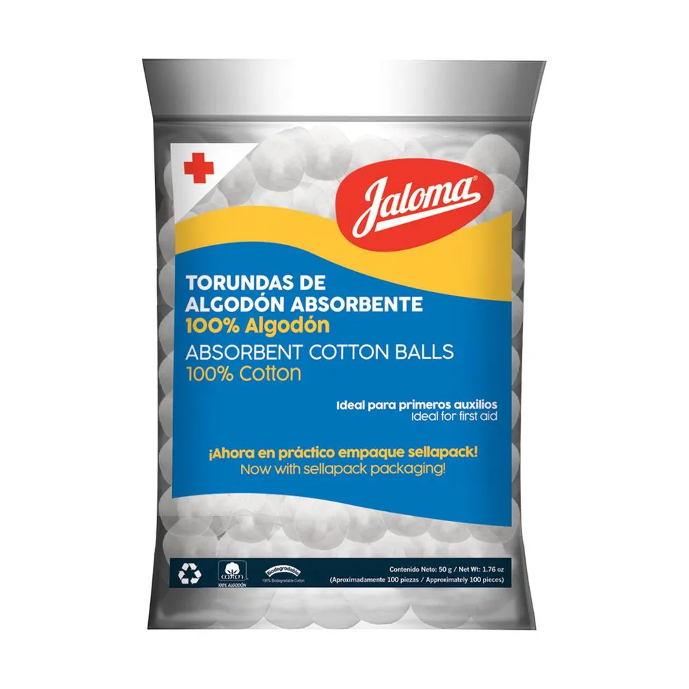 ALGODON TORUNDA 50G C/100 PZA (IVA)(JALOMA)