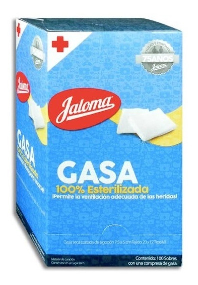 GASA ESTERILIZADA 7.5 CM X 5 CM CAJA C/100 SOBRES ( IVA )(JALOMA)