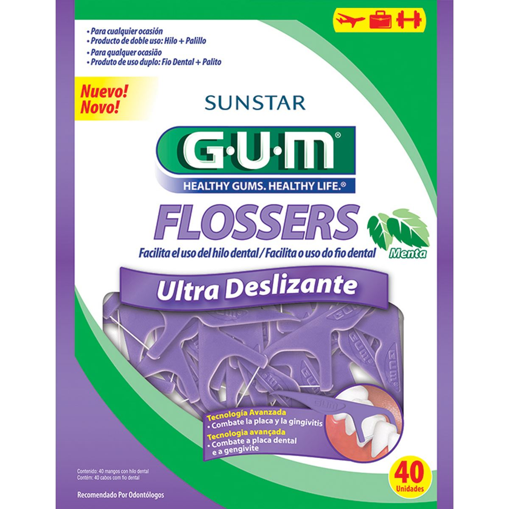 GUM FLOSSER ULTRA DESLIZANTE C/40 UNIDADES (LINEA GUM)
