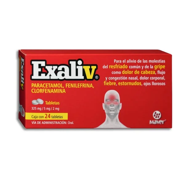 EXALIV 325 MG/5 MG/2 MG C/24 TABS ( PARACETAMOL, CLORFEN, FENILEF) (MAVER)