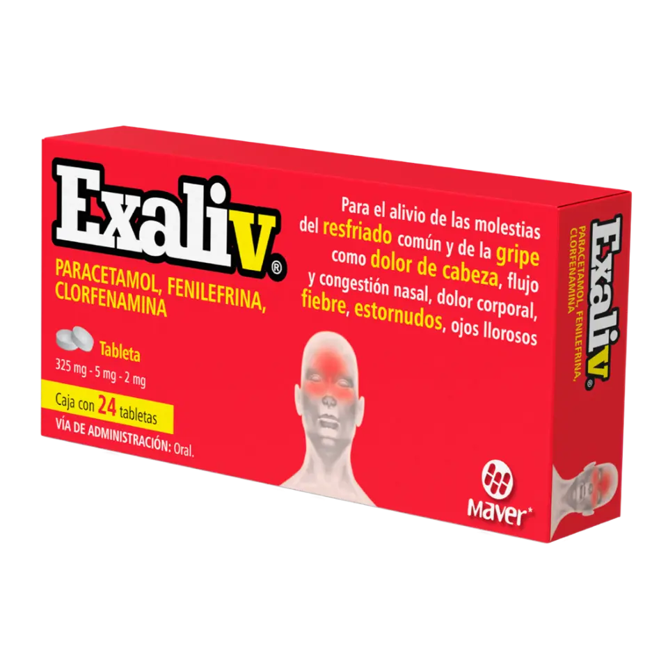 EXALIV 325MG /5MG/ 2MG C/24 TABS (PARACETAMOL, CLORFEN, FENILEF)(MAVER)