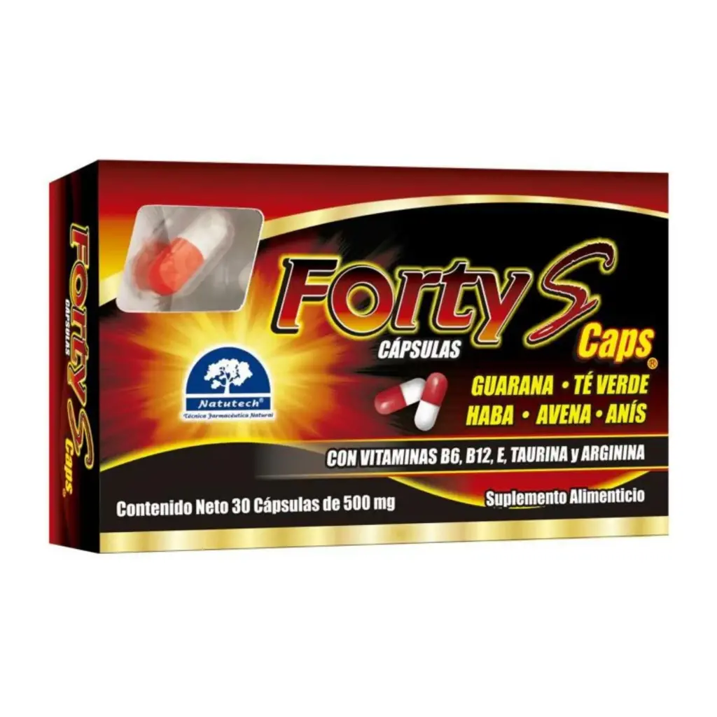 FORTY S C/30 CAPS (IVA)(GUARANA, TE VERDE, HABA, AVENA, ANISUJUBE, TAURINA, ARGININA) (NATUTECH/FORTIFARMA)