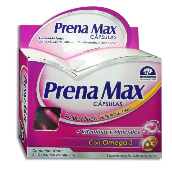 PRENA MAX ENVASE C/30 ACIDO FOLICO/HIERRO/ZINC (NATUTECH/FORTIFARMA)