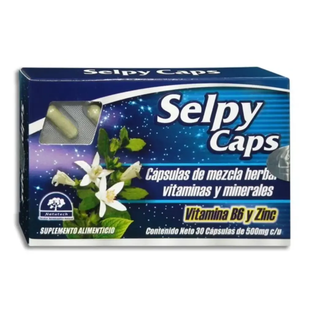 SELPY CAPS C/30 CAPS (IVA)(MEZCLA HERBAL, VITAMINA B6, ZINC)(NATUTECH/FORTIFARMA)