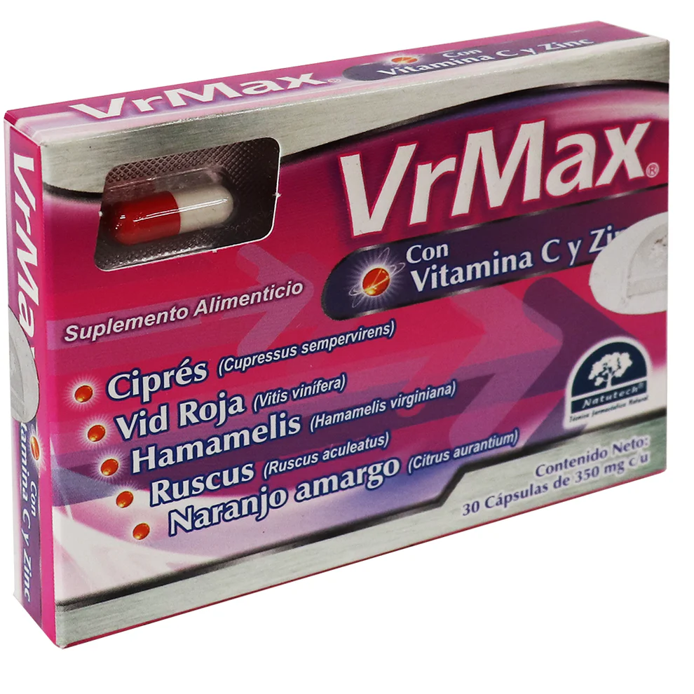 VRMAX C/30 CAPS ( IVA ) ( CIPRES, VID ROJA, HAMAMELIS, RUSCUS, NARANJO AMARGO )(NATUTECH/FORTIFARMA)