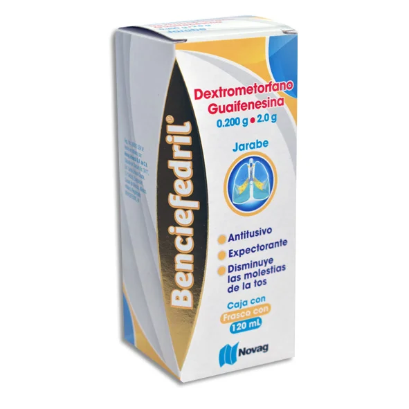 BENCIEFEDRIL JARABE 120 ML - DEXTROMETORFANO/GUAIFENESINA(NOVAG)