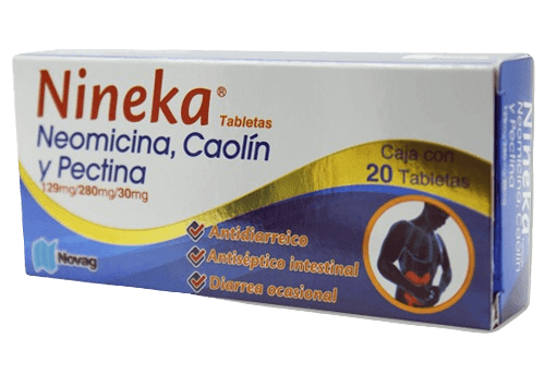 NINEKA 129/280/30 MG CON 20 TABLETAS- NEOMICINA, CAOLIN Y PECTINA(NOVAG)