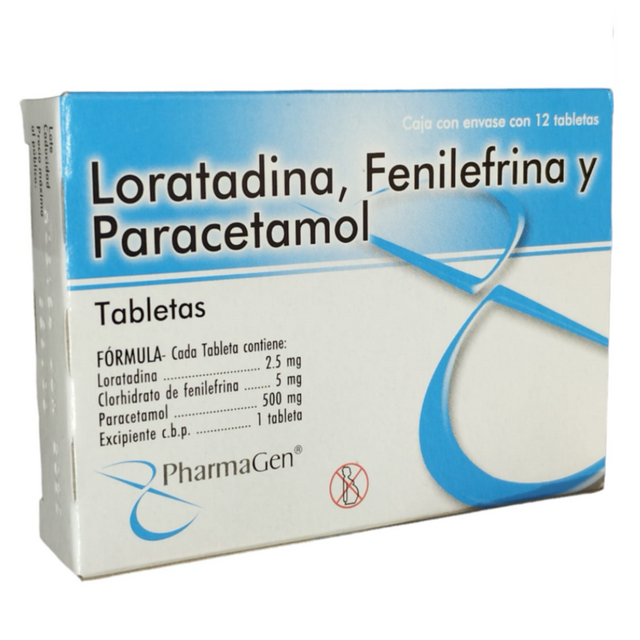 LORATADINA FENILEFRINA PARACETAMOL  TABLETAS C/12 - (PHARMAGEN)