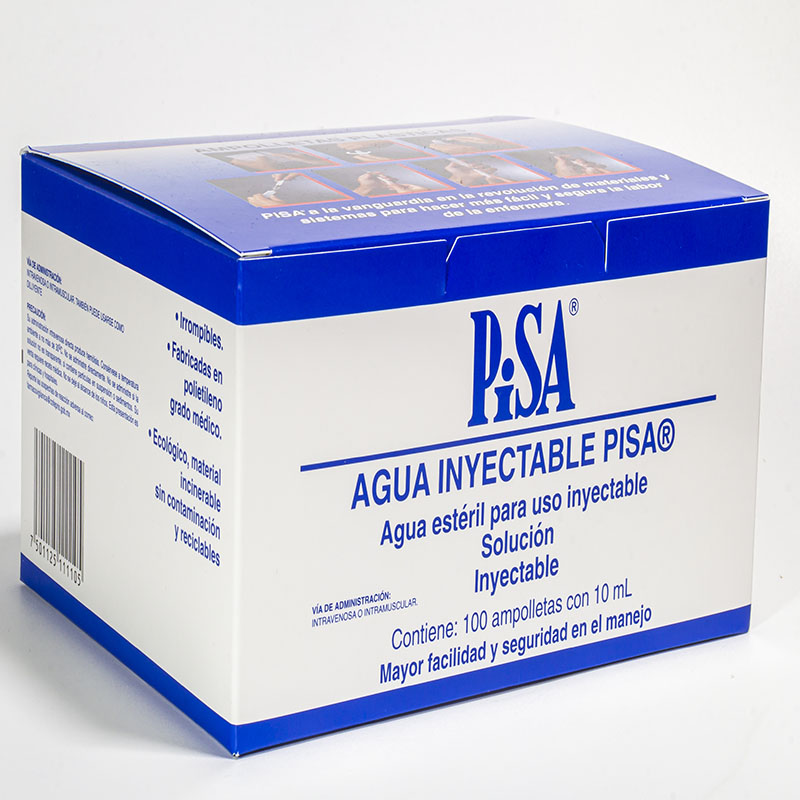 AGUA INYECTABLE 10ML ENVASE CON 100 AMP (PISA)