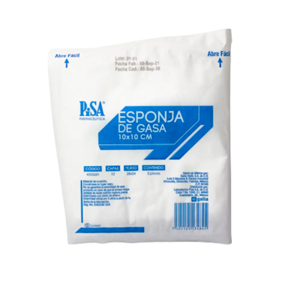 ESPONJA GASA 10X10 CM T20X12 C/200 C/TRAMA RX (IVA) PISA