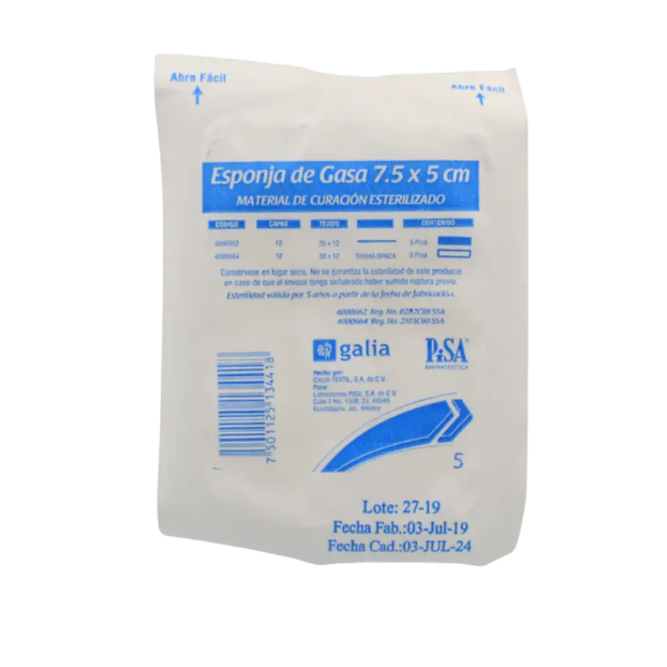 ESPONJA GASA 7.5 X 5CM C/200 PZ (IVA) PISA
