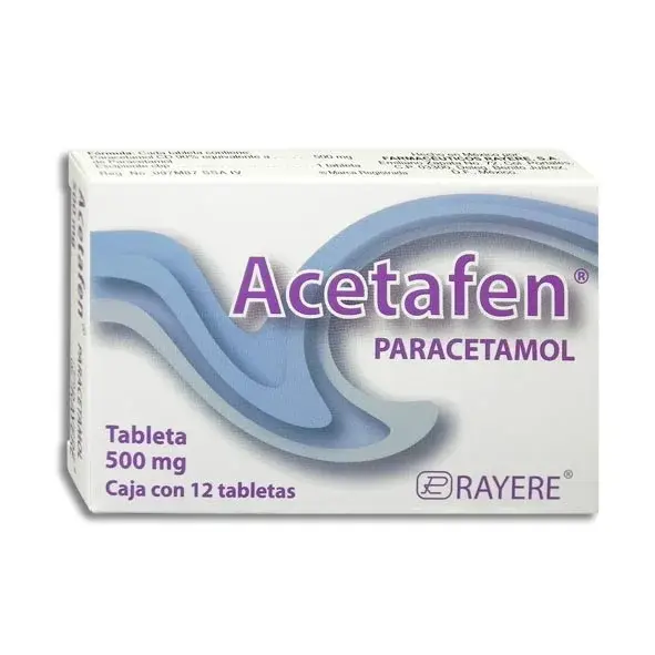 ACETAFEN TABLETAS 500 MG C/12 (PARACETAMOL)(RAYERE)