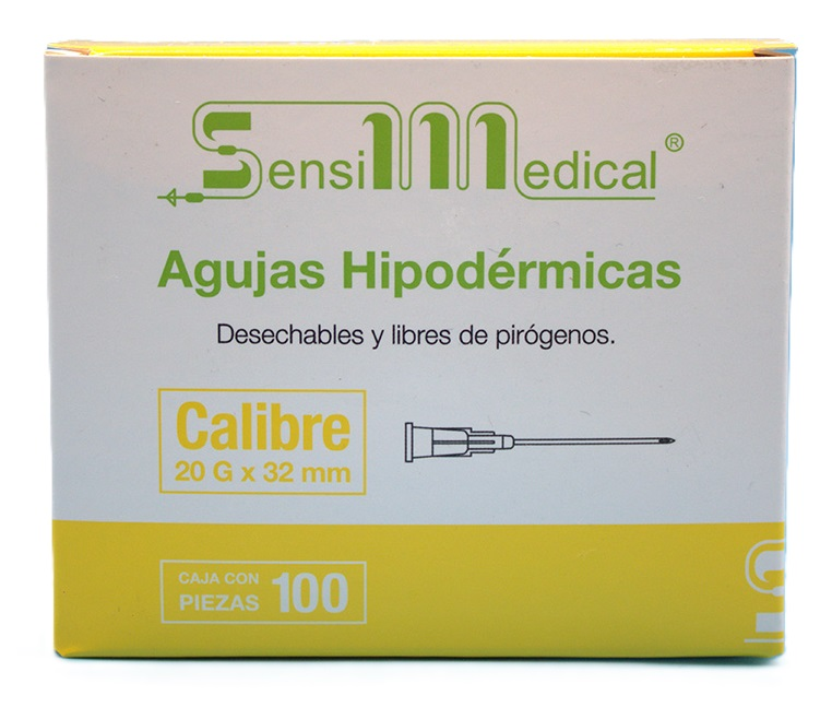 AGUJA HIPODERMICA AMARILLA 20X32 C/100 PZ (SENSIMEDICAL/JAYOR)