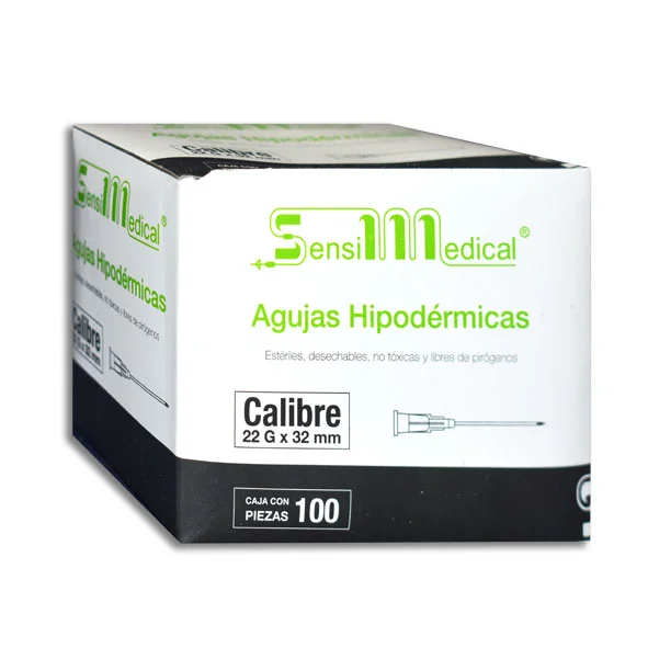 AGUJA HIPODERMICA NEGRA 22X32  C/100PZ (SENSIMEDICAL/JAYOR)