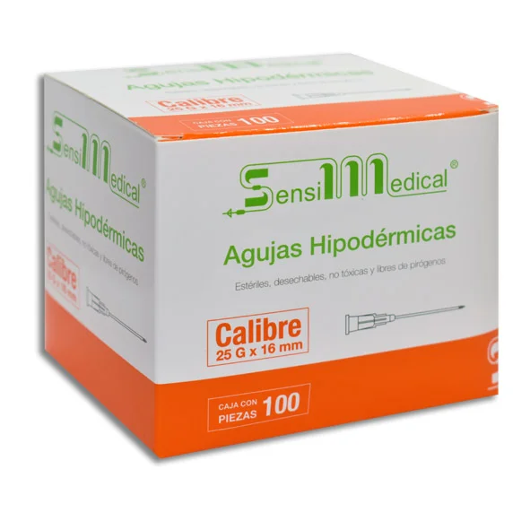 AGUJA HIPODERMICA NARANJA 25X16 C/100PZ (IVA)(SENSIMEDICAL)