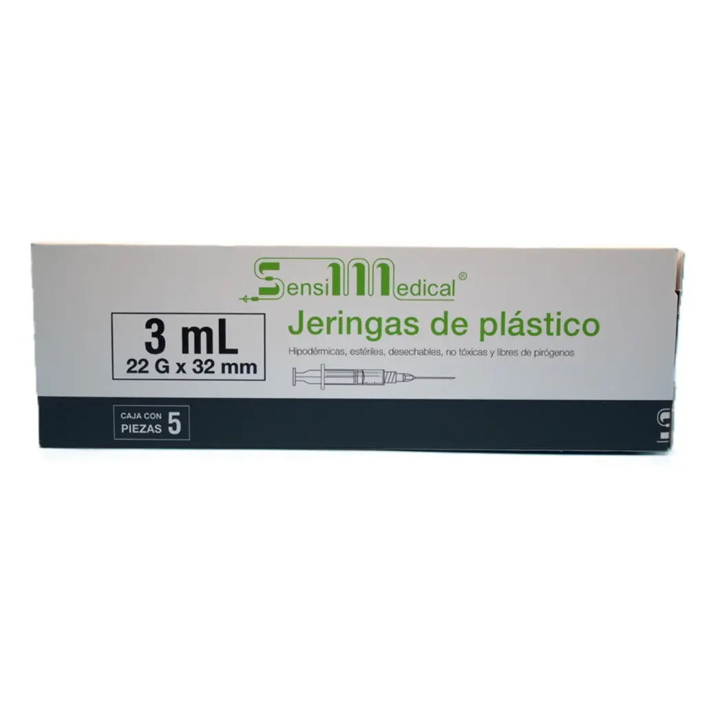 JERINGAS 3ML NEGRA C/ AGUJA 22X32MM C/5 (SENSIMEDICAL/JAYOR)