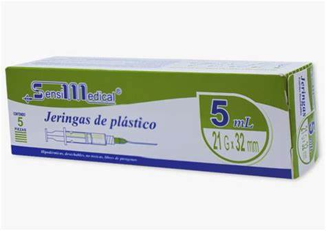 JERINGAS 5 ML C/AGUJA 21 X 32 MM C/5- (SENSIMEDICAL - JAYOR)