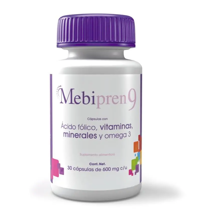 MEBIPREN9 CON 30 CAPSULAS- ACIDO FOLICO/VITAMINAS/MINERALES/OMEGA3(SENSLPHARMA - JAYOR)