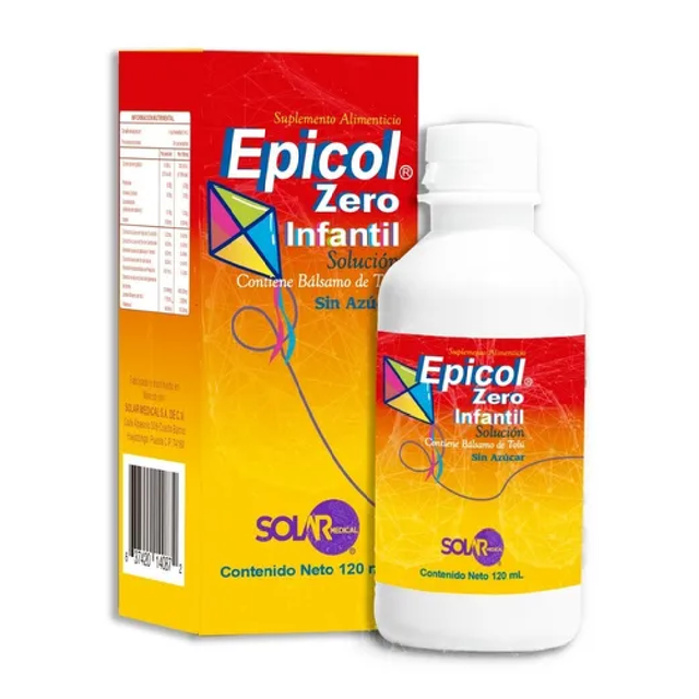 EPICOL ZERO AD C/120ML - EUCALIPTO/GORDOLOBO/TOMILLO/SAUCO/PROPOLEO/EQUINACEA/TOLU (SOLAR MEDICAL)