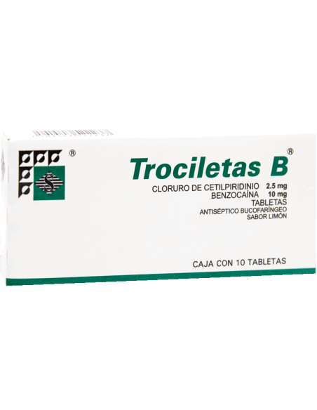 TROCILETAS B LIMON TAB C/10 (CLORURO DE CETILPIRIDINIO, BENZOCAINA)(STREGER)
